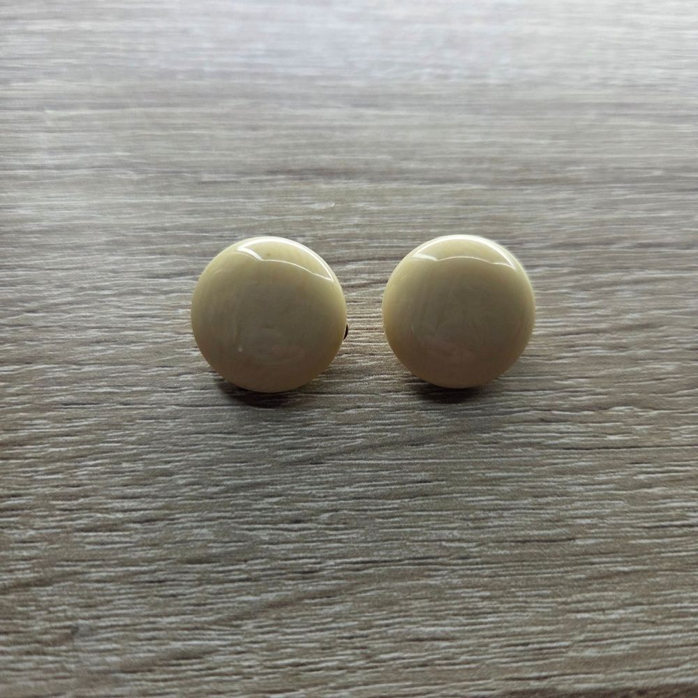Givenchy Glossy Ivory Round Clip Earrings